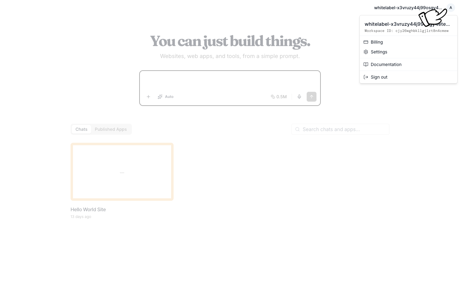User menu